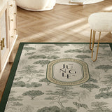 green retro forest door mat