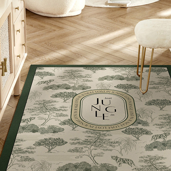 green retro forest door mat