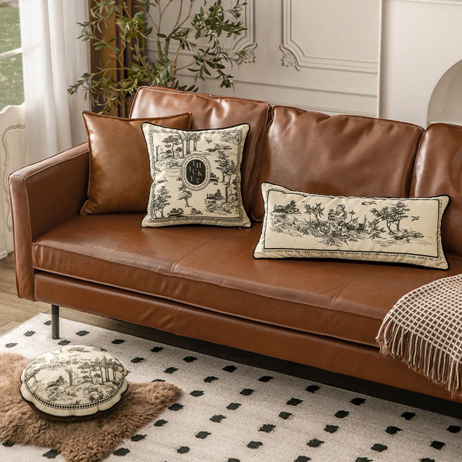 3size black toile de Jouy cushion