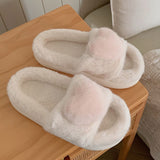 3color fur heart roomshoes