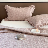 2color cotton flower quilt & pillow sheets set