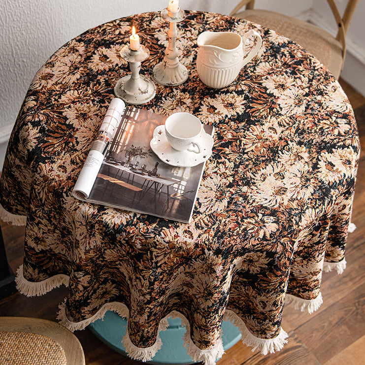 french brown flower table cloth