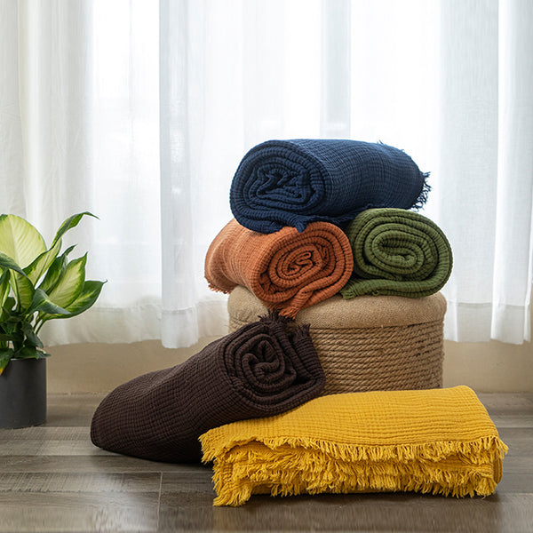 5color natural cotton blanket