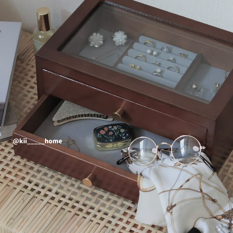 2size retro wood jewelry box