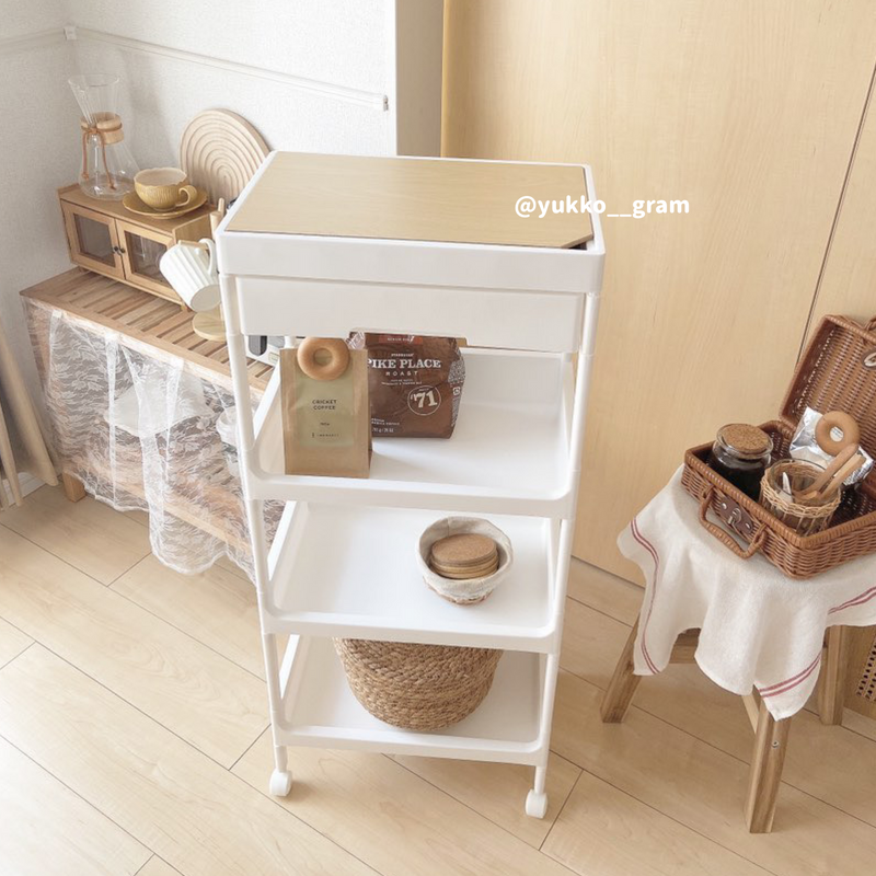3size white square trolley