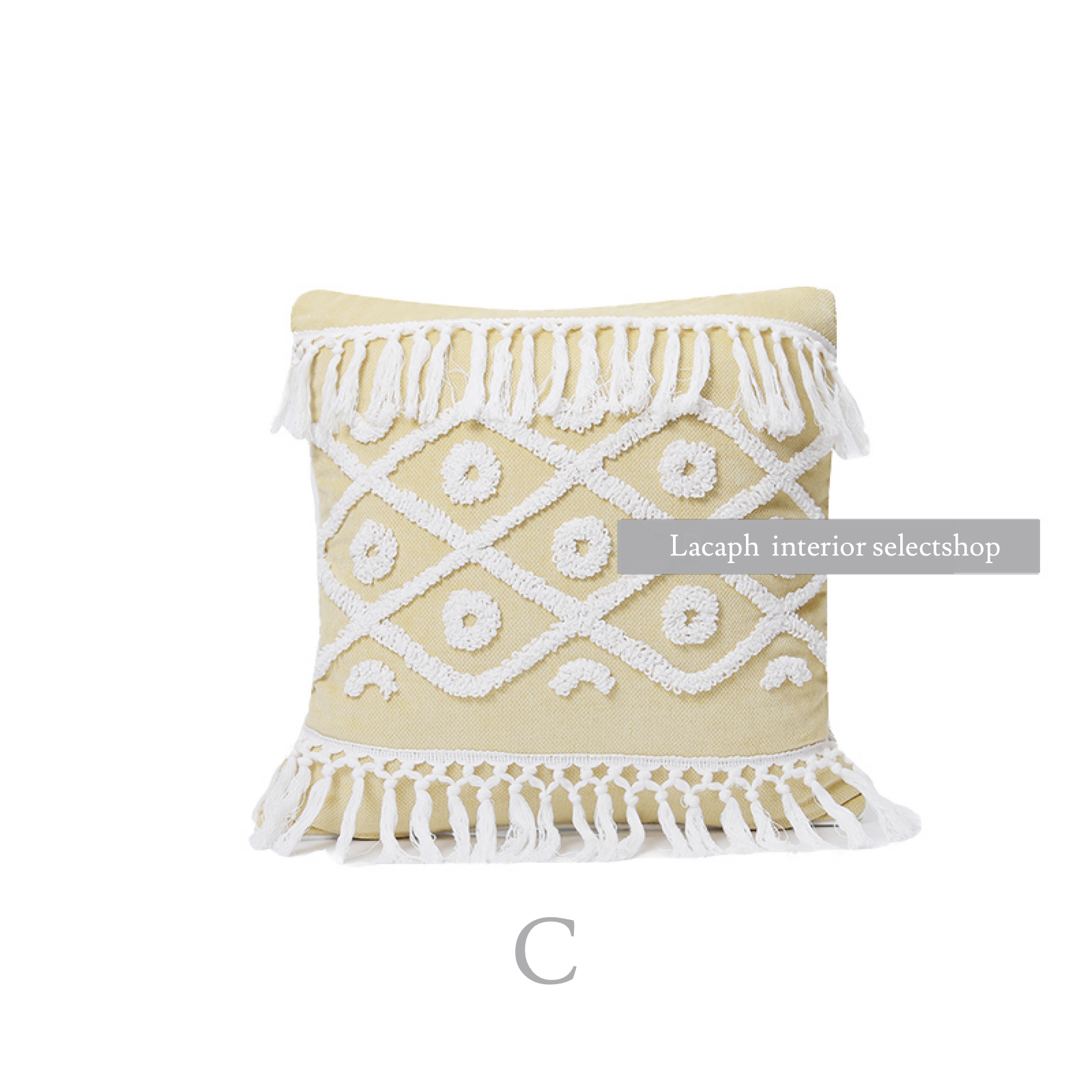 lemon fringe boa cushion