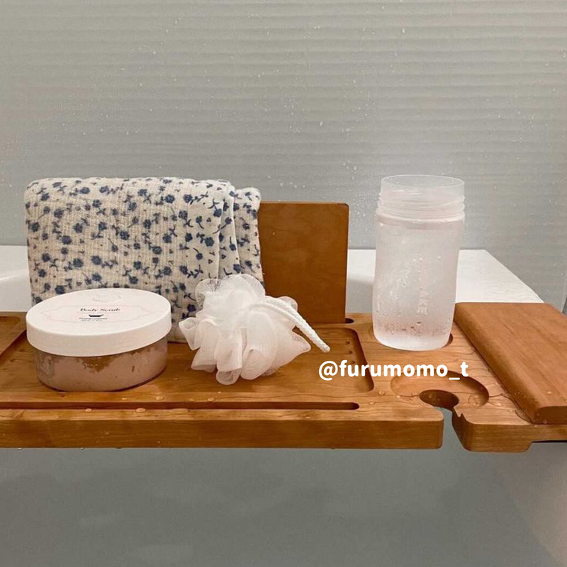 light wood bath tray