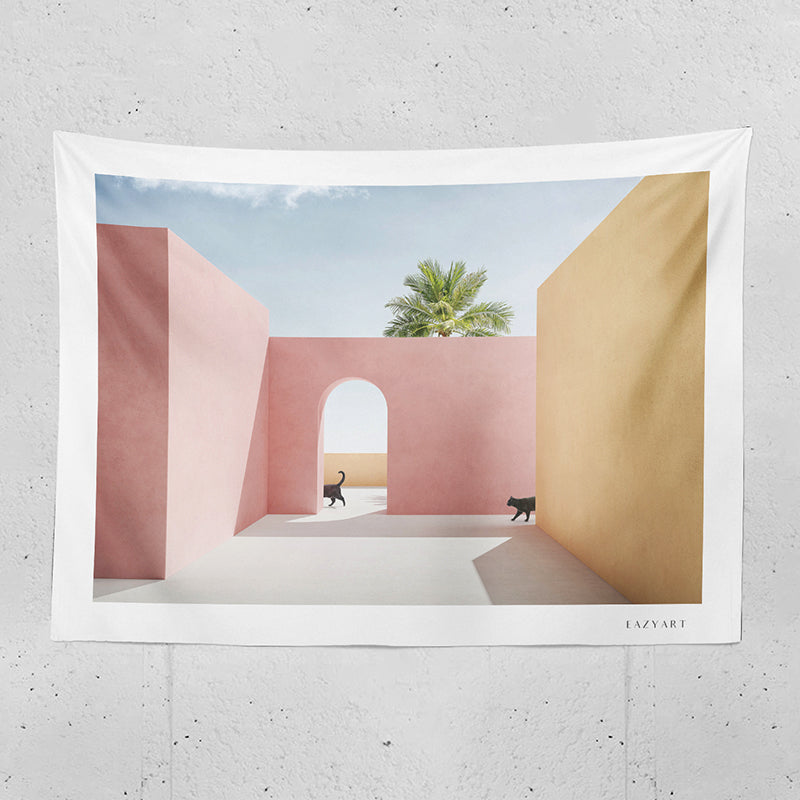 pink wall tapestry