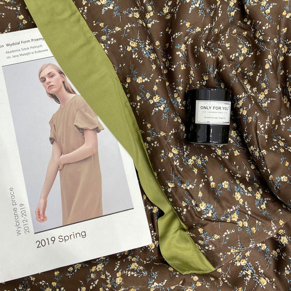 brown × pistacchio green flower quilt