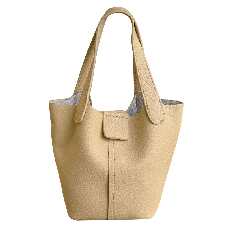 4color french soft leather handbag
