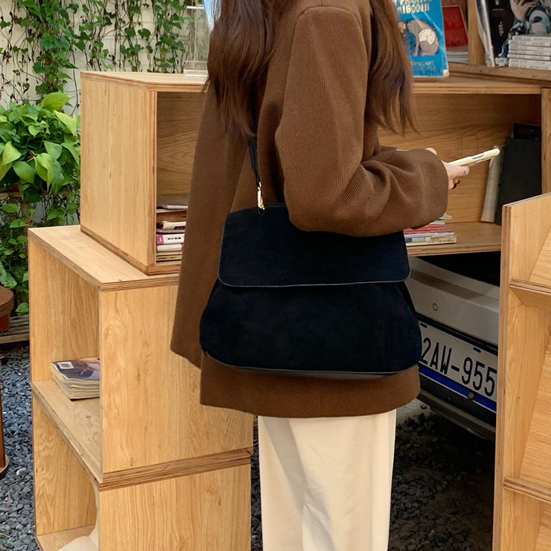 2color suede shoulder bag