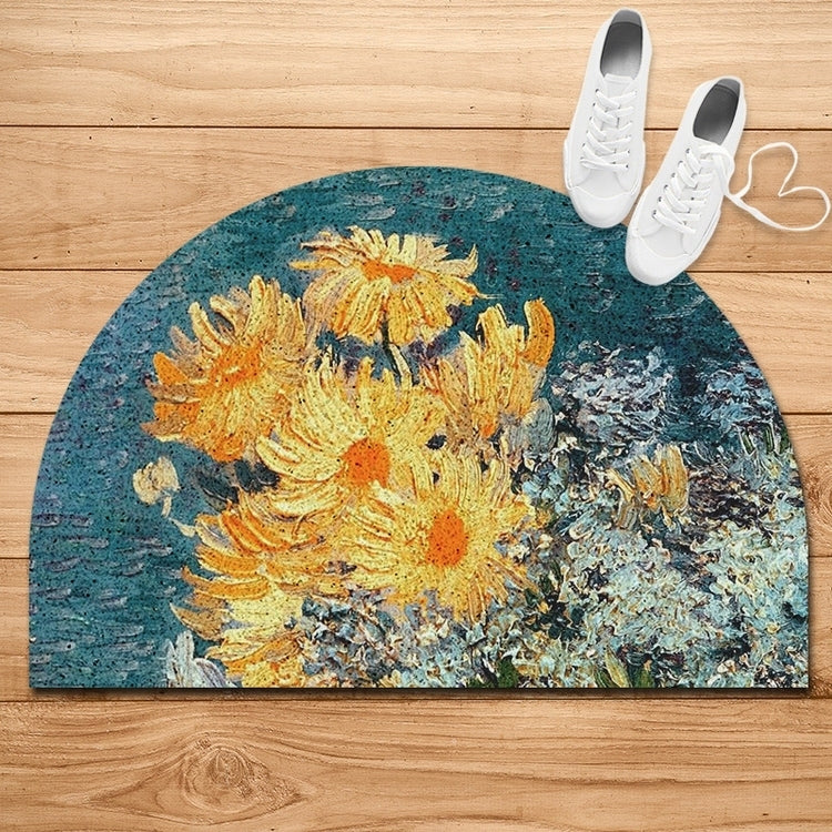 painting art flower door mat