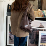 2color retro leather shoulder bag