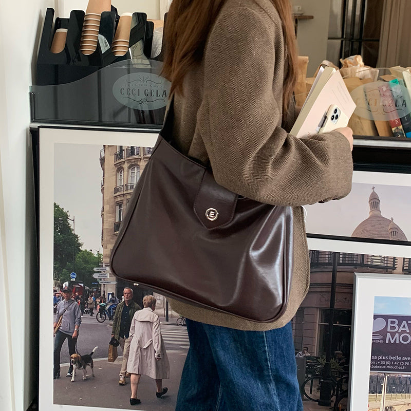 2color retro leather shoulder bag