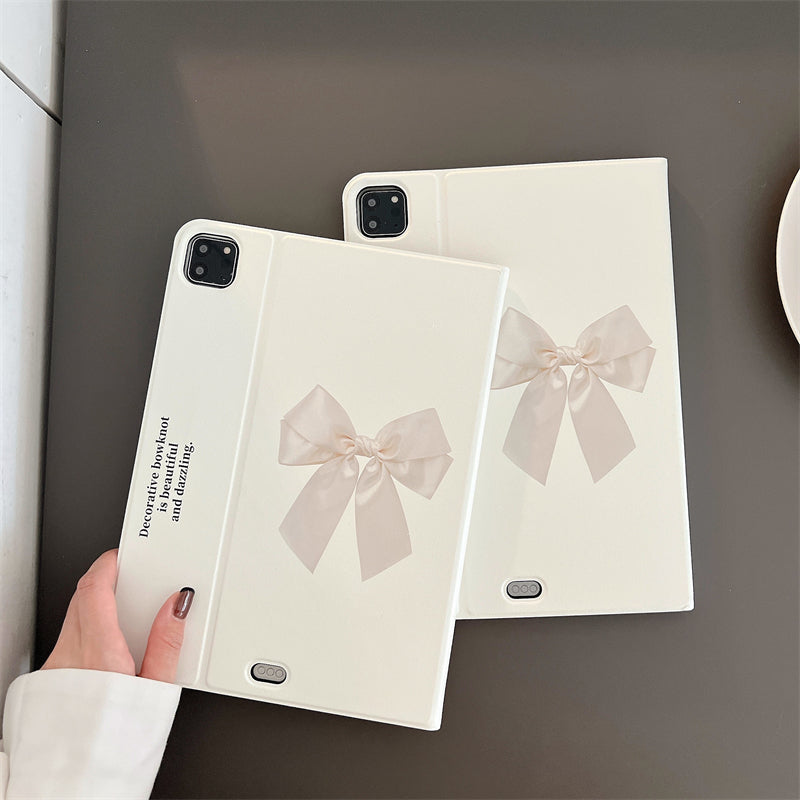 white ribbon iPad case