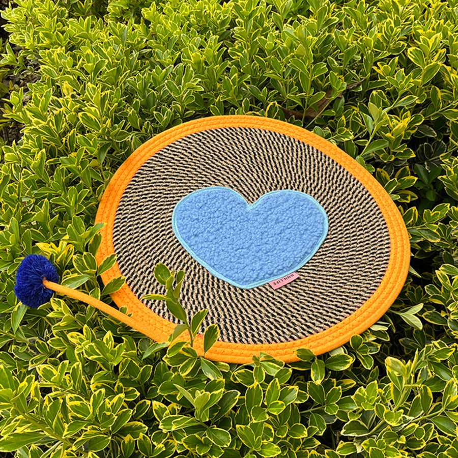 4color heart jute round mat