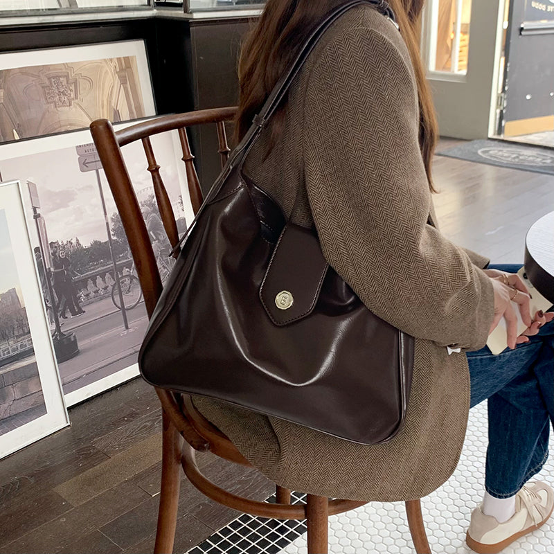 2color retro leather shoulder bag