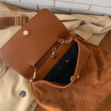 2color suede shoulder bag