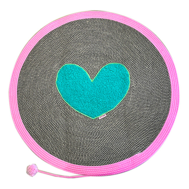 4color heart jute round mat