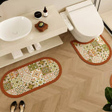 retro flower tile toilet mat