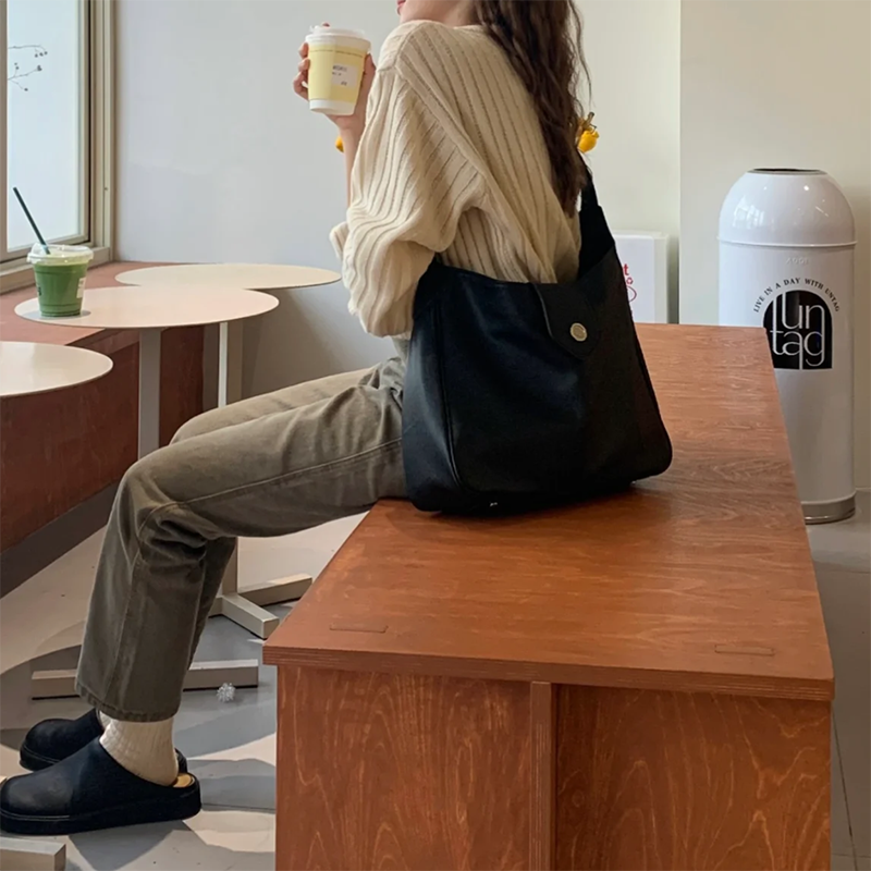 2color retro leather shoulder bag