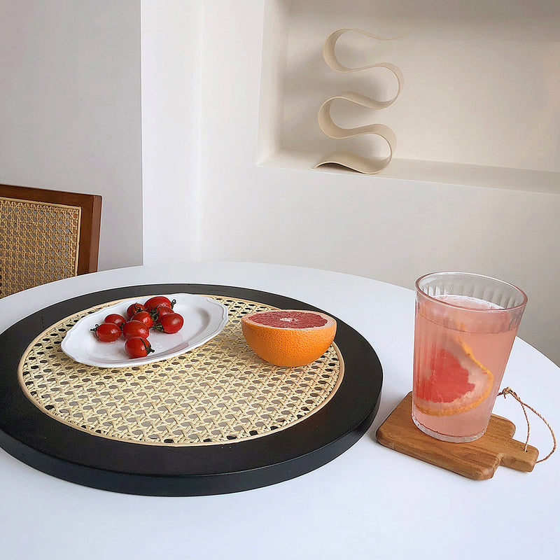 3color rattan round tray
