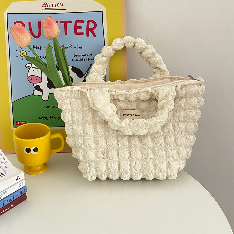 beige bubble mini hand bag