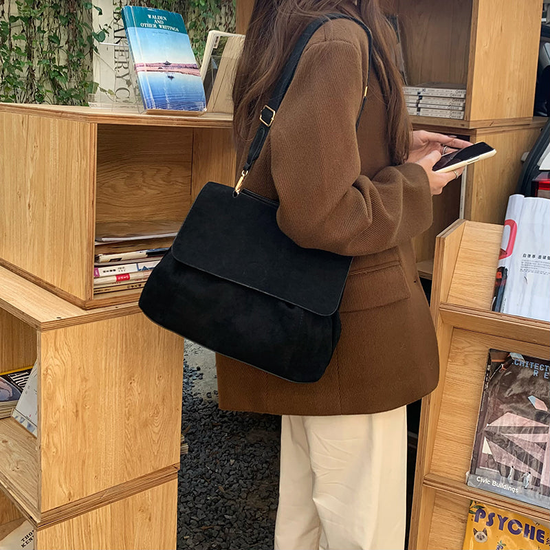 2color suede shoulder bag