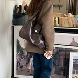 2color retro leather shoulder bag
