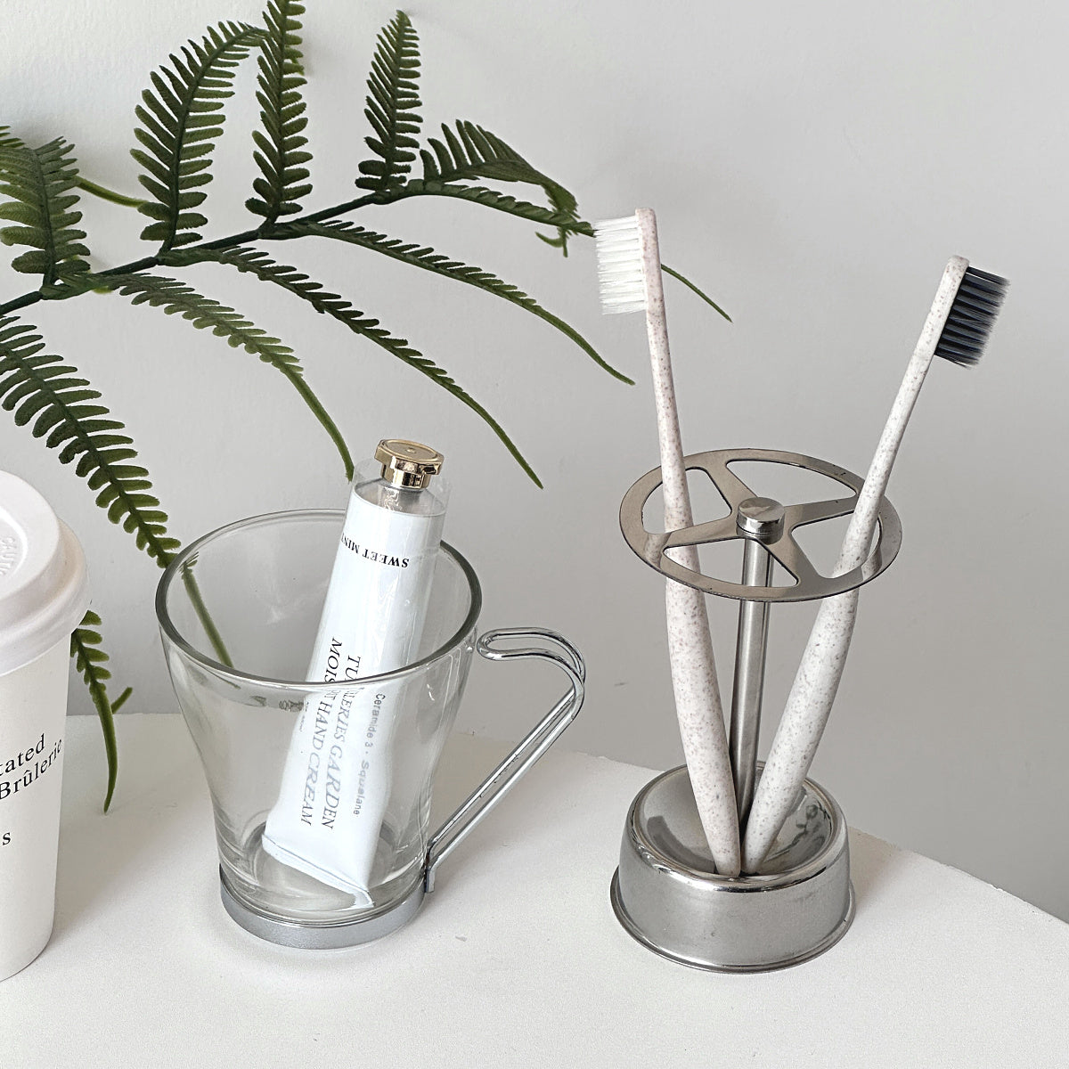stainless toothbrush stand