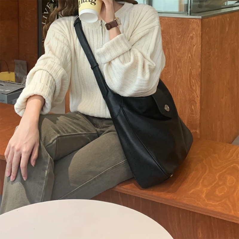 2color retro leather shoulder bag