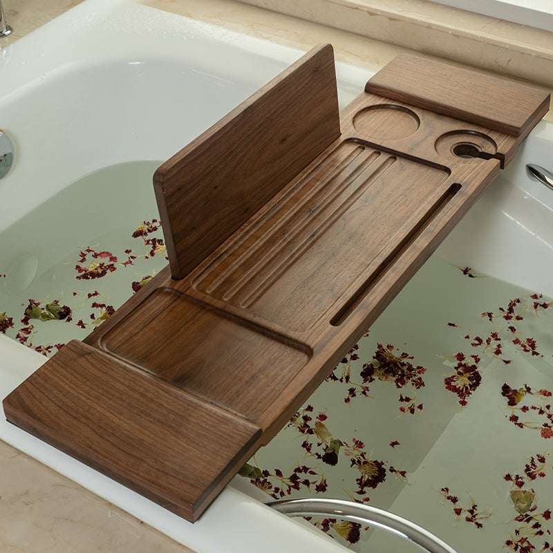 dark wood bath tray