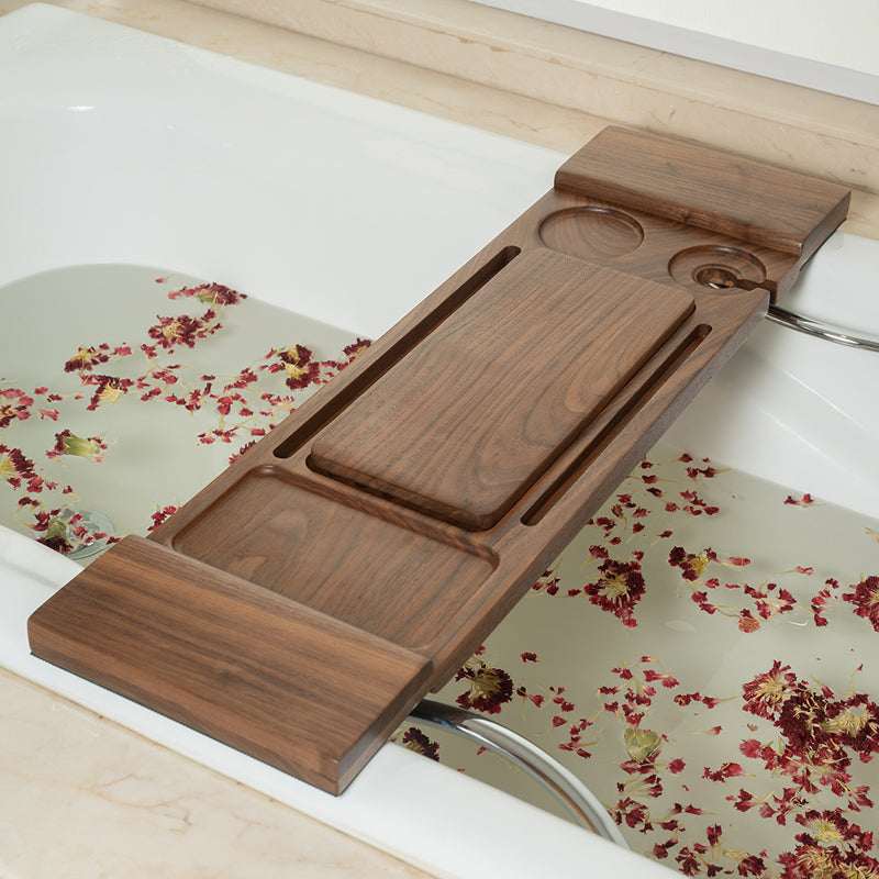 dark wood bath tray
