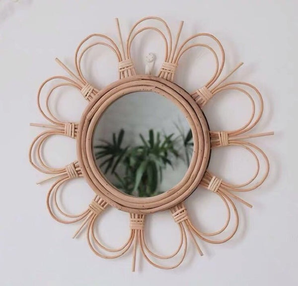 wood sunflower home mirror