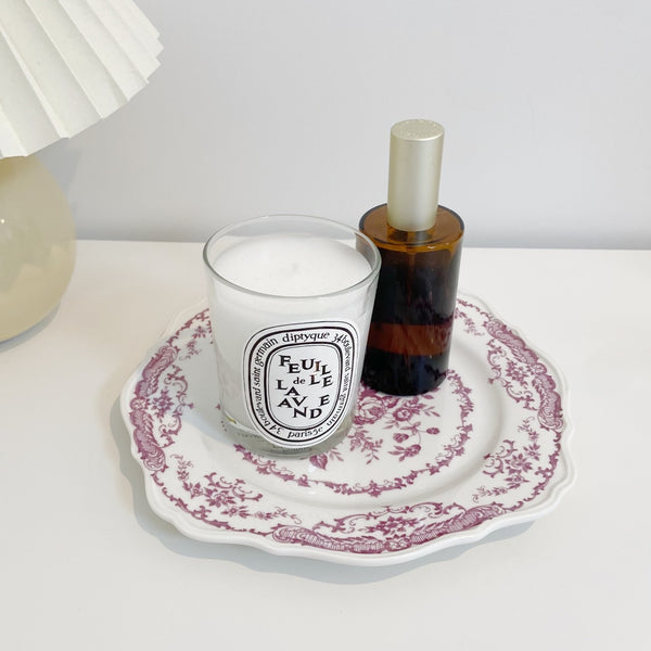 【即納】vintage display pink flower plate